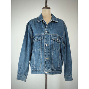 90's Eddie Bauer Demin Jacket Mens SMALL #0128 Jean Trucker Style